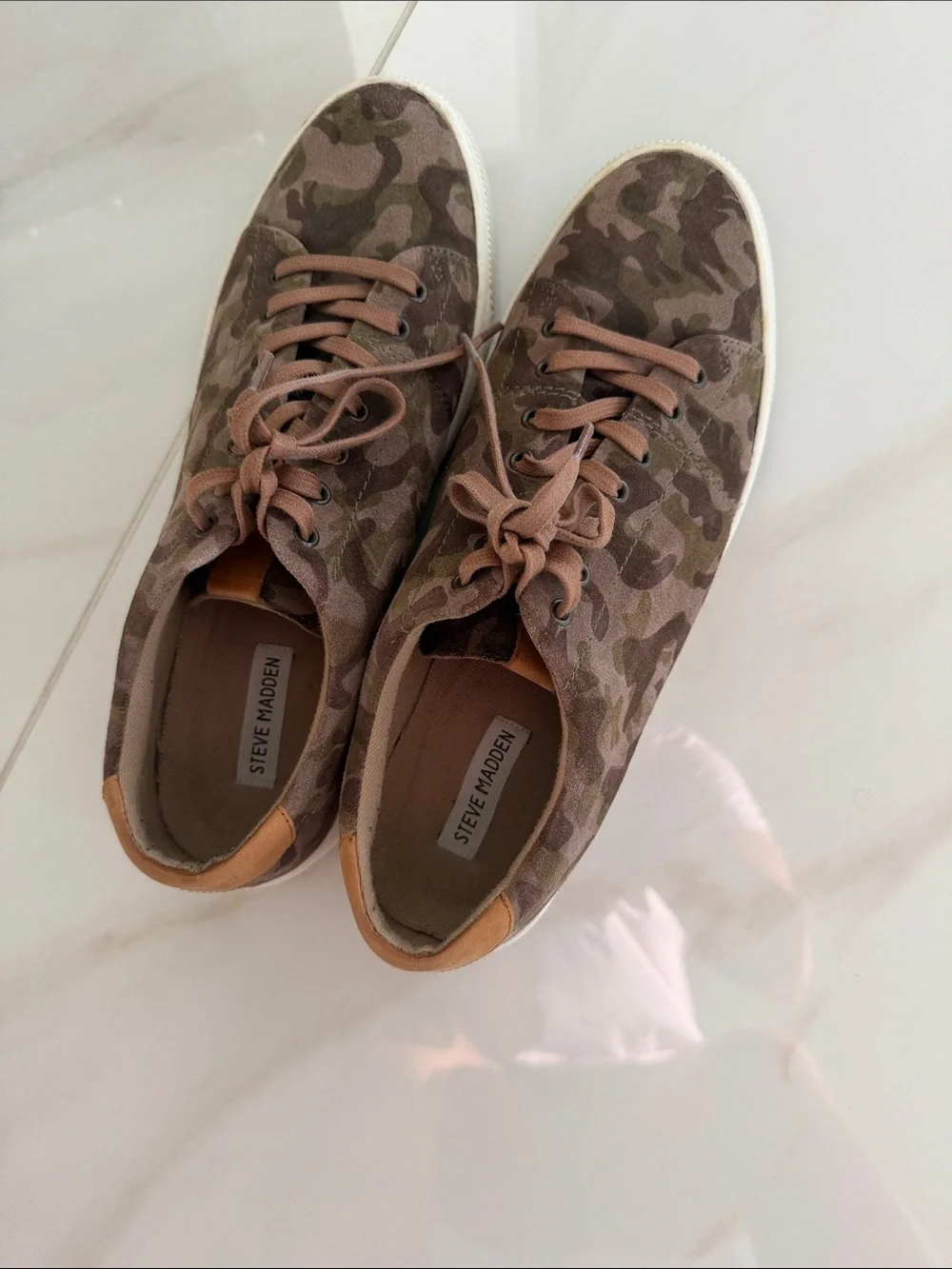 Steve Madden Camo Canvas Sneakers in Brown and Green
